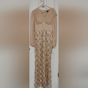 missord split sleeve mesh insert maxi prom dress Missord Split Sleeve Mesh Insert Maxi Prom Dress